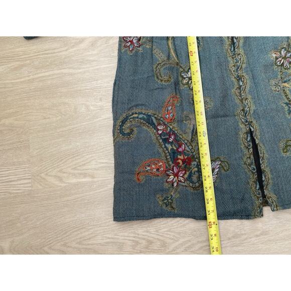 Soft Surroundings Izmur Wool Patchwork Tapestry Jacket L Embroidered Boho Art - Picture 7 of 8